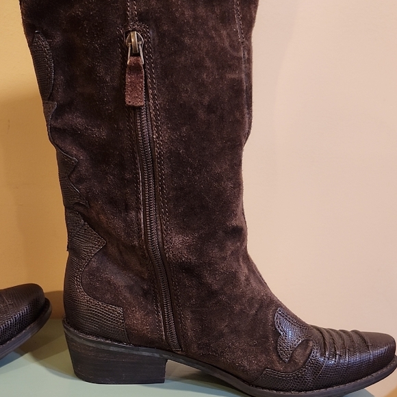 Franco Sarto Dark Brown Heeled Boots - Picture 10 of 10